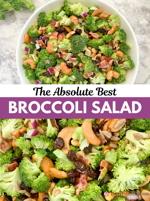 absolute best loaded broccoli salad, best easy sweet broccoli salad, potluck salad side ideas, easy broccoli salad, broccoli salad 10 minutes, best potluck picnic salad recipe ideas