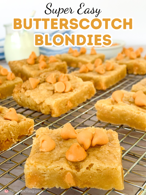 cake mix butterscotch blondies, super easy butterscotch blondies, butterscotch pan cookies, best easy butterscotch blondie recipe, best recipes for potlucks picnics holidays family parties church work parties, butterscotch bars,