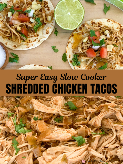 super easy slow cooker shredded chicken tacos, best easy dump and go meal dinner ideas, crockpot chicken tacos, street tacos in the crock  pot slow cooker, affordable budget friendly family meal dinner ideas recipes