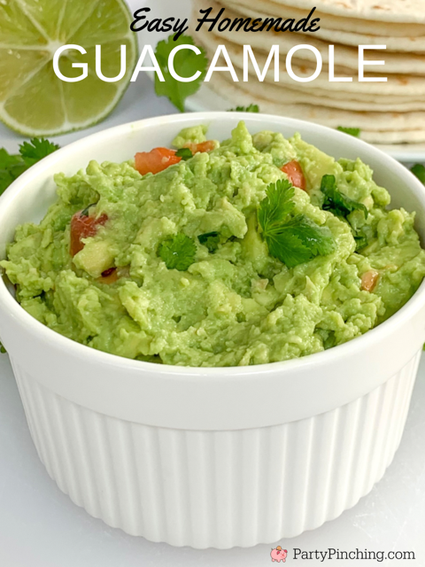 easy guacamole recipe, best homemade guacamole, easy fast quick guacamole, 5 ingredient guacamole, super easy guacamole recipe with tomato avocado onion cilantro lime