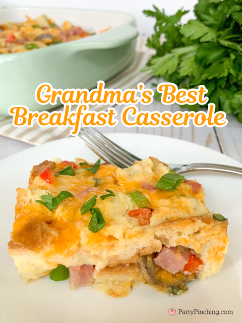 grandma's best breakfast casserole, easy overnight christmas easter casserole, best gluten free breakfast casserole recipe, christmas easter brunch casserole, best casserole brunch breakfast ham sausage cheese bell pepper mushroom green onion, best Christmas morning breakfast recipe ideas, best easy family friendly recipe ideas, easy Christmas morning recipe ideas 