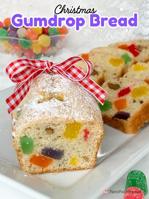 Christmas Gumdrop Bread, easy gumdrop bread, best gumdrop bread recipe, festive gumdrop bread, best Christmas bread recipe for gift giving, best Christmas neighbor work gift ideas, homemade Christmas gift ideas, fruit gumdrop bread