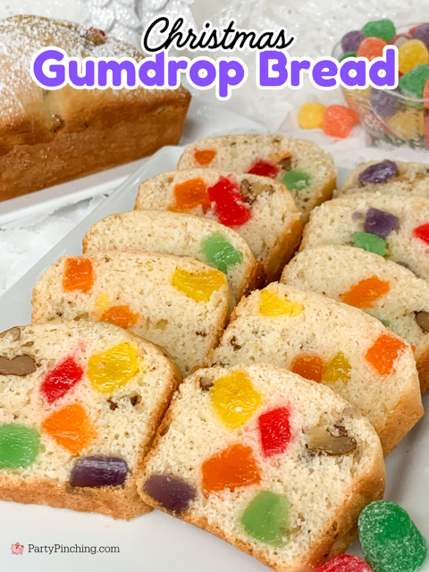 Christmas Gumdrop Bread, easy gumdrop bread, best gumdrop bread recipe, festive gumdrop bread, best Christmas bread recipe for gift giving, best Christmas neighbor work gift ideas, homemade Christmas gift ideas, fruit gumdrop bread