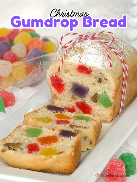 Christmas Gumdrop Bread, easy gumdrop bread, best gumdrop bread recipe, festive gumdrop bread, best Christmas bread recipe for gift giving, best Christmas neighbor work gift ideas, homemade Christmas gift ideas, fruit gumdrop bread