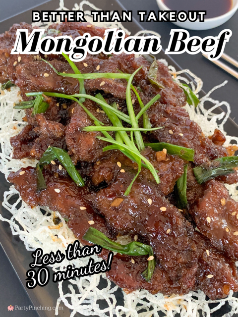 better than takeout mongolian beef, copycat pf chang's mongolian beef, easy 30 minute mongolian beef, mongolian beef with fried rice noodles, easy best mongolian beef recipe, easy family dinner ideas, kid friendly family meals