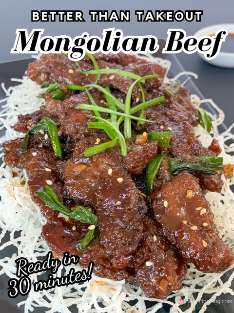 better than takout mongolian beef, easy homemade mongolian beef, 30 minute mongolian beef, family dinner mongolian beef, chinese food recipe at home, super easy 30 minute meals best easy mongolian beef recipe, copycat pf chang's mongolian beef, mongolian beef over fried rice noodles, fresh and easy mongolian beef recipe