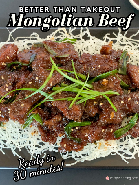 better than takeout mongolian beef, copycat pf chang's mongolian beef, easy 30 minute mongolian beef, mongolian beef with fried rice noodles, easy best mongolian beef recipe, easy family dinner ideas, kid friendly family meals