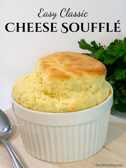 Easy Classic Cheese Soufflé, best easy cheese souffle, white cheddar parmesan swiss cheese souffle, individual cheese souffle in ramekins, dinner party holiday cheese souffle, best easy cheese souffle recipe, easy dinner ideas