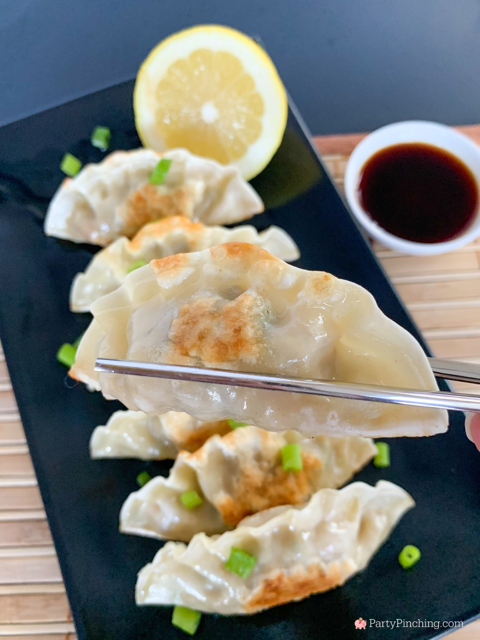 lemon chicken potstickers, homemade potstickers, lemon ginger potstickers, easy potstickers, folded gyoza, best homemade gyoza, better than takeout potsticker gyoza recipe, best easy lemon chicken potstickers recipe