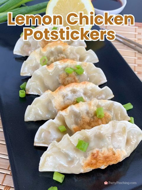 lemon chicken potstickers, homemade potstickers, lemon ginger potstickers, easy potstickers, folded gyoza, best homemade gyoza, better than takeout potsticker gyoza recipe, best easy lemon chicken potstickers recipe