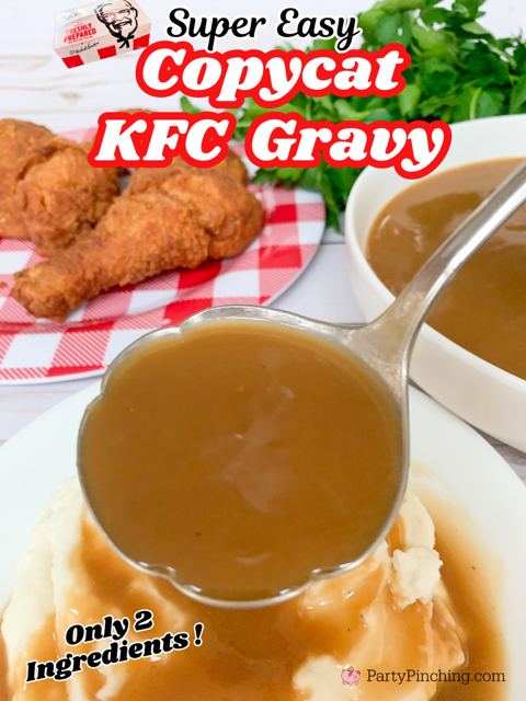 super easy copycat kfc gravy, best easy kfc kentucky fried chicken gravy recipe, 2 ingredient gravy, best kid friendly dinner ideas, fast food copycat recipes