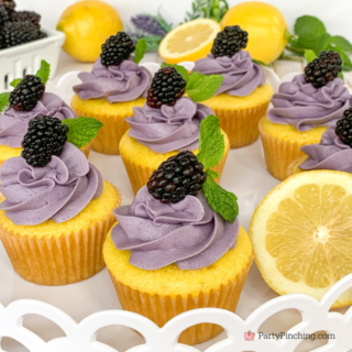 Lemon Blackberry cupcakes, easy box mix lemon cupcakes, filled lemon cupcakes, lemon curd pie filling filled cupcakes, easy lemon blackberry cupcakes, easy blackberry jam buttercream frosting, best easy lemon blackberry cupcake recipe with best easy blackberry buttercream, spring summer cupcakes, best easy Easter summer dessert recipe ideas, best easy church potluck dessert recipe ideas