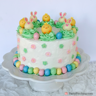 Easter Truffle Cake, Lindt white chocolate truffle cake, easter truffle chick bunny, cute pastel easter cake, cute truffle chicks chickens, cute Easter bunny truffles, adorable cake for Easter, best easy Easter brunch breakfast recipe ideas for Spring