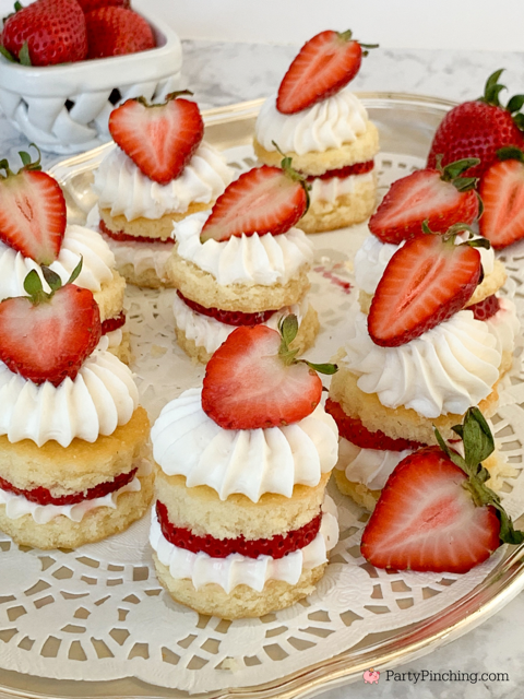 Mini strawberry shortcake pound cakes, no bake strawberry shortcakes, cute easy individual appetizer strawberry shortcakes, drakes cakes pound cake, mini pound cake strawberry shortcake, mini party dessert ideas