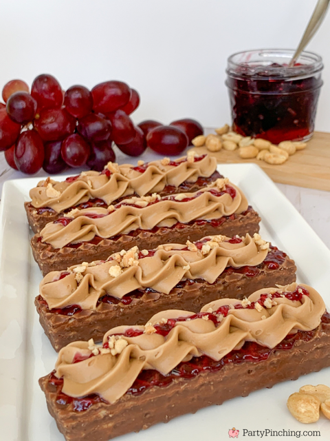 PBJ Nutty Buddy bars, easy nutty buddy recipes, best Little Debbie Nutty Buddy recipes, best easy PBJ dessert ideas, best lunchbox recipe ideas, best peanut butter and jelly dessert recipe ideas, chocolate peanut butter and grape jelly recipe, best kid friendly dessert recipe, best lunch recipe ideas for kids, best peanut butter buttercream recipe easy to make
