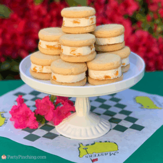 masters peach ice cream sandwiches, mini masters ice cream sandwiches, best easy no bake Masters Augusta Ice Cream Sandwich recipe, easy best Augusta Masters Golf Tournament Peach Ice Cream sandwich recipe, the Ultimate Masters watch viewing party