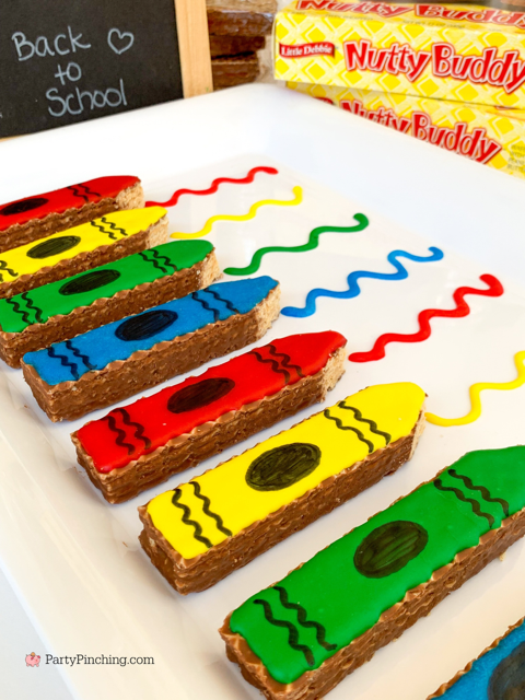 back to school nutty buddy crayons, best easy back to school treat recipes for kids, Little Debbie Nutty Buddy back to school crayon wafer cookie bars, best back to school lunch box treats snack cookie after school snack treats dessert