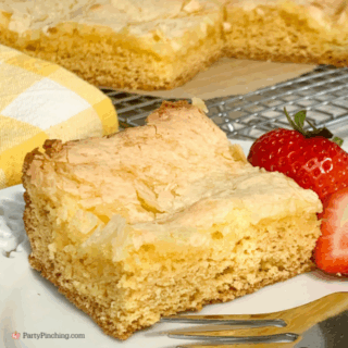 Best Easy Ooey Gooey Butter Cake recipe, TikTok Famous Neiman Marcus Butter Cake recipe, box yellow cake mix ooey gooey Neiman Marcus butter cake, easy Paula Deen ooey gooey butter cake recipe, best easy potluck picnic company holiday dessert recipes for a crowd