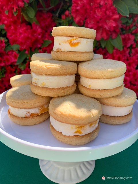 masters peach ice cream sandwiches, mini masters ice cream sandwiches, best easy no bake Masters Augusta Ice Cream Sandwich recipe, easy best Augusta Masters Golf Tournament Peach Ice Cream sandwich recipe, the Ultimate Masters watch viewing party
