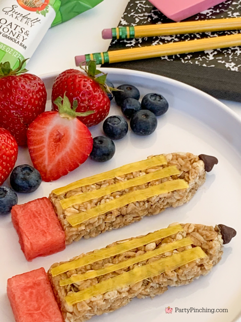 back to school sunbelt bakery granola bars, pencil back to school granola, healthy back to school breakfast snack, cute back to school treat for kids, granola fruit snack watermelon pencil for school snack, kid friendly healthy back to school snack for kids