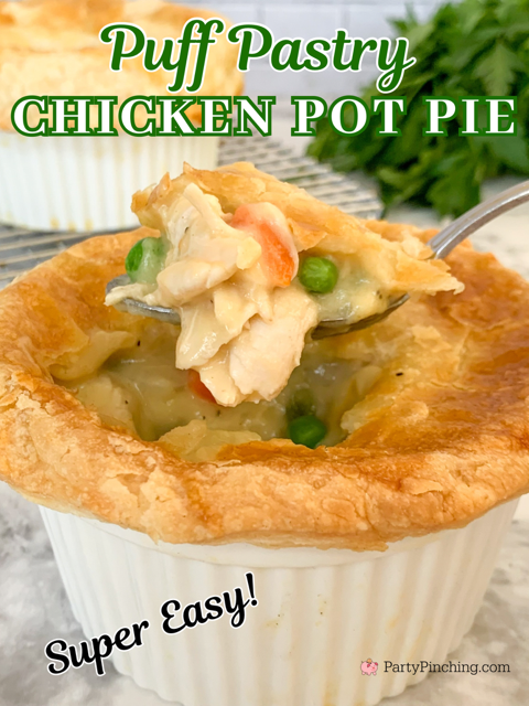 Puff pastry chicken pot pie, easy best puff pastry chicken pot pie recipe, quick fast dinner ideas on a budget, home cooking family friendly comfort food meal recipes kid friendly, best chicken pot pie recipe ever