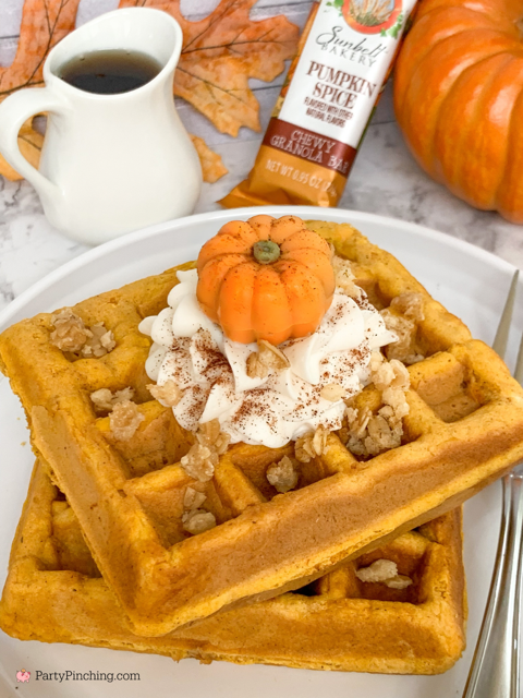 Pumpkin spice waffles, easy box waffle mix pumpkin spice waffles, Sunbelt Bakery Pumpkin Spice Chewy Granola Bars Waffles, easy best pumpkin waffle recipe, fall breakfast recipe ideas, best fall recipes easy to make