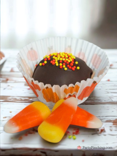 Butterfinger truffles, easy 3 ingredient butterfinger truffles that taste just like butterfingers made out of candy corn and peanut butter, easy halloween harvest fall autumn dessert recipes easy best no bake ideas