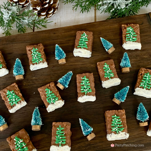 Snowy Granola Bites, Sunbelt Bakery Fudge Dipped Chocolate Chip Chewy Granola Bars, easy no bake winter evergreen dessert ideas, granola bites, winter tree granola snacks, cookie exchange ideas no bake easy to make