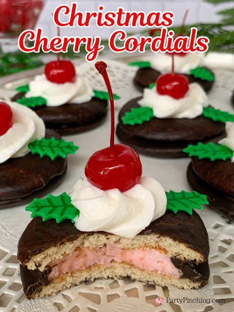 Christmas Cherry Cordials, easy no bake cherry cordials, Little Debbie Cherry Coridals,