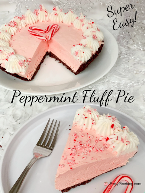 Peppermint fluff pie, easy best peppermint pie, Peppermint no bake Christmas pie, 6 ingredient peppermint pie, easy to make 10 minute pie, best easy Christmas frozen peppermint pie, candy cane pie, best easy candy cane peppermint pie