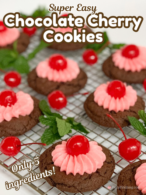 Easy Chocolate Cherry Cookies, 5 ingredient chocolate cherry cookies, cherry cordial cookies, best easy Christmas cherry chocolate cookies, cookie exchange recipe, best easy chocolate cherry cookie recipe for the holidays