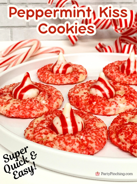 Easy Peppermint Kiss Cookies, Cookie mix cookies Betty Crocker, best easy Peppermint Christmas cookies only 6 ingredients, best easy fast peppermint cookie mix, best cookie exchange recipes