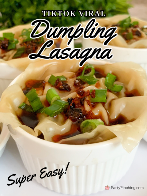 Best dumpling lasagna viral TikTok social media steamed dumpling recipe with chili crisp, easy weeknight dinners, fun and easy kid friendly dinner ideas, best easy quick family dinners