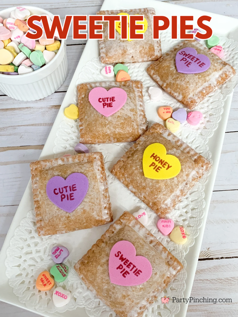 sweetie pies, valentine conversation heart sweetie pies, mini cherry pies, drake's cherry fruit pies, drakes cakes, Valentine sweetie pies, Valentine's day dessert, no bake Valentine's Day dessert ideas easy to make