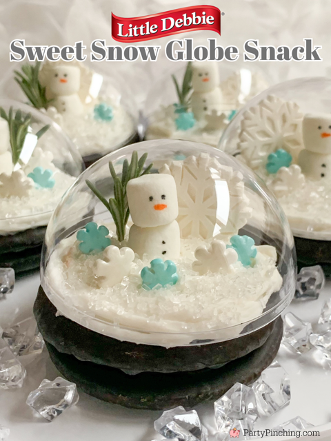 sweet snow globe snack, Little Debbie Cherry Cordials Sweet Snow Globe snack, snow globe cookies, snow globe cupcakes, easy kid friendly snow day activity, no decorating skills required cakes for kids