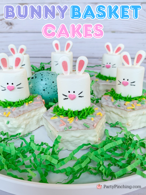 Little Debbie Bunny Basket Cakes, Little Debbie Easter Basket cakes, cute easy no bake Easter dessert recipe ideas for kids, best easy fast Easter brunch recipe ideas, marshmallow bunny recipe, cute easy fast marshmallow bunnies