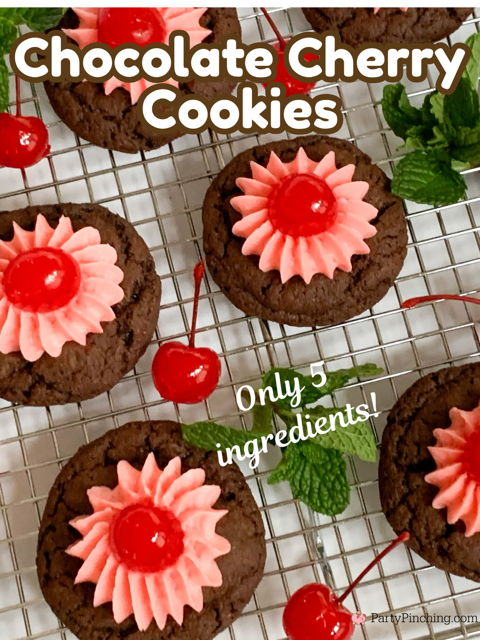 Easy Chocolate Cherry Cookies, 5 ingredient chocolate cherry cookies, cherry cordial cookies, best easy Christmas cherry chocolate cookies, cookie exchange recipe, best easy chocolate cherry cookie recipe for the holidays