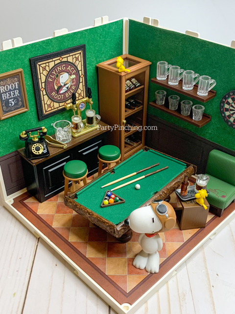 Look Inside Snoopy's Doghouse, Inside Snoopy's Doghouse, Snoopy Doghouse Interior, Snoopy kitchen, Snoopy living room, Snoopy Pool Room, Snoopy Library den, Snoopy guest room bedroom, Snoopy bathroom, Snoopy basement, Snoopy cafe, Snoopy bowling alley, Snoopy's siblings Belle Olaf Marbles Andy Spike, Robotime Rolife Super Creator, Snoopy Re-ment Rement, Miniature model building, Charles M. Schulz, Snoopy, Peanuts Comics, Charlie Brown