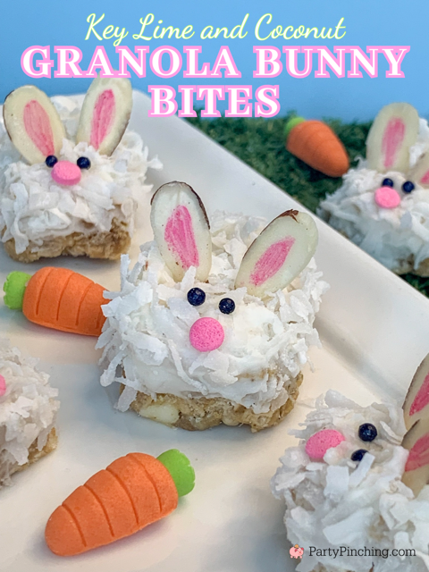 Key Lime and coconut granola bunny bites, easy Easter healthy snack dessert ideas, fun no bake Easter dessert brunch recipe ideas for kids, healthy Easter brunch ideas, Sunbelt Bakery Key Lime Chewy Granola Bars recipe