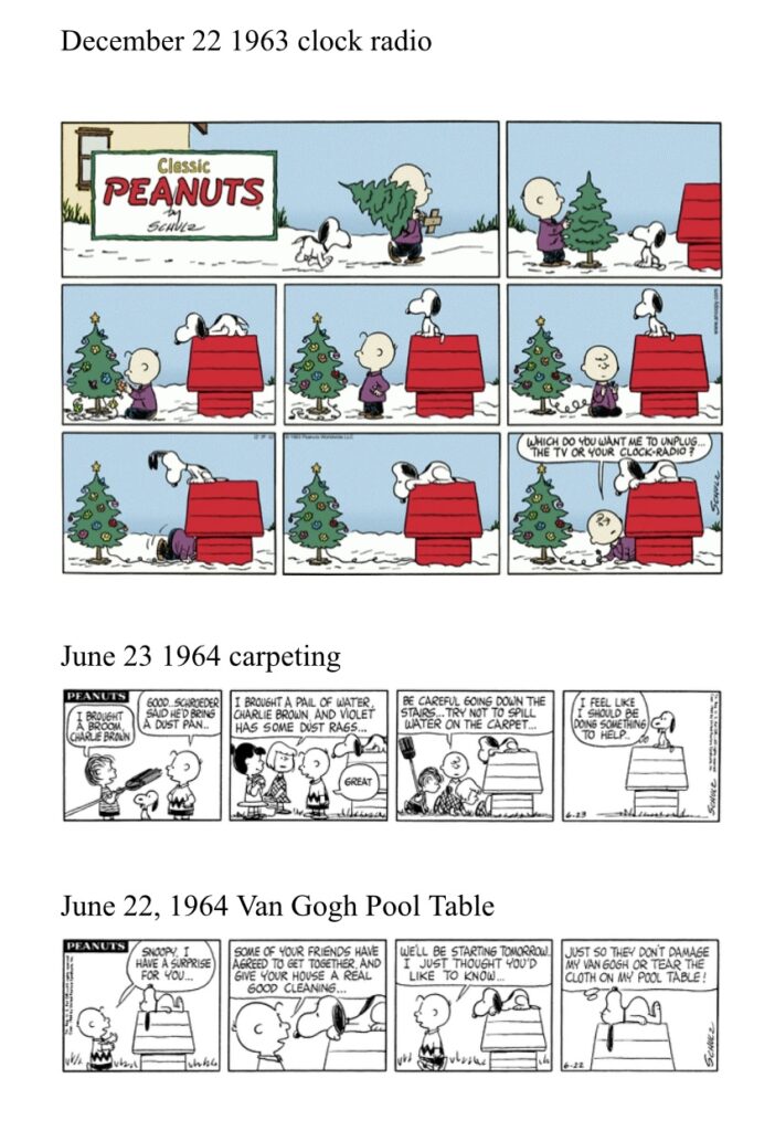 Snoopy doghouse interior comic strip