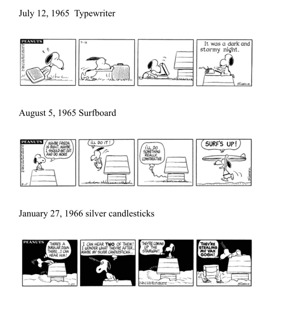 Snoopy doghouse interior comic strip