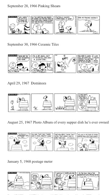 Snoopy doghouse interior comic strip