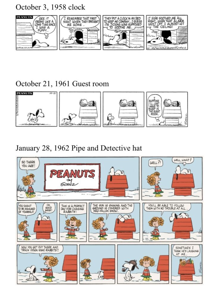 Snoopy doghouse interior comic strip