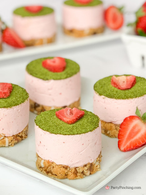 best easy strawberry matcha mousse recipe, best strawberry mousse recipe, easy strawberry matcha recipe, Sunbelt bakery soft baked strawberry granola bars, pretty elegant strawberry mousse dessert idea make ahead frozen recipe, easy elegant dessert for dinner party make ahead