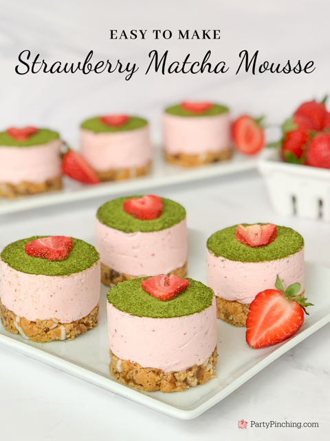 best easy strawberry matcha mousse recipe, best strawberry mousse recipe, easy strawberry matcha recipe, Sunbelt bakery soft baked strawberry granola bars, pretty elegant strawberry mousse dessert idea make ahead frozen recipe, easy elegant dessert for dinner party make ahead