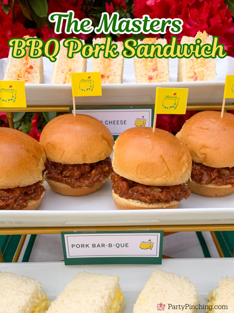 easy Masters BBQ pork sandwich original recipe, best easy classic BBQ pork recipe, Augusta National Masters Golf Tournament famous BBQ pork sandwich recipe, best Masters watch party food recipe ideas and decor