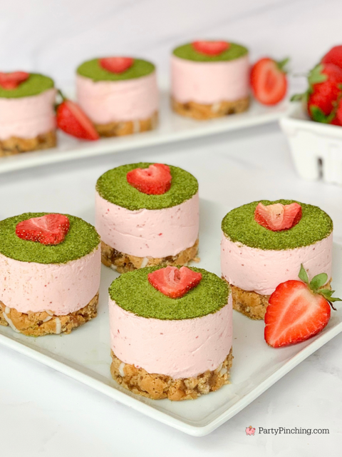 best easy strawberry matcha mousse recipe, best strawberry mousse recipe, easy strawberry matcha recipe, Sunbelt bakery soft baked strawberry granola bars, pretty elegant strawberry mousse dessert idea make ahead frozen recipe, easy elegant dessert for dinner party make ahead