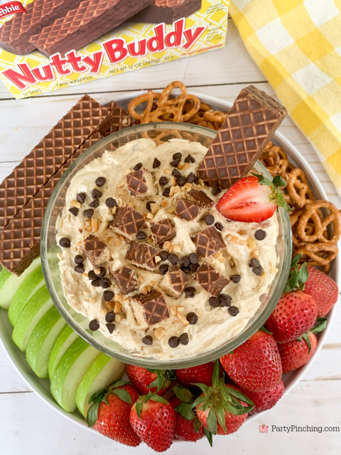 Nutty Buddy Cheesecake Dip, easy no bake cheesecake dip, Little Debbie Nutty Buddy dip, Nutty Buddy fluff dip, easy 5 minute desserts, best easy potluck dessert, super quick and easy dessert everyone loves family picnic potluck party