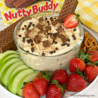 Nutty Buddy Cheesecake Dip, easy no bake cheesecake dip, Little Debbie Nutty Buddy dip, Nutty Buddy fluff dip, easy 5 minute desserts, best easy potluck dessert, super quick and easy dessert everyone loves family picnic potluck party