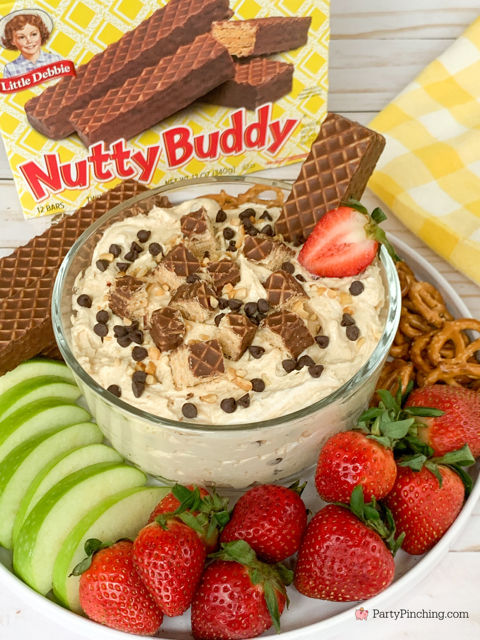 Nutty Buddy Cheesecake Dip, easy no bake cheesecake dip, Little Debbie Nutty Buddy dip, Nutty Buddy fluff dip, easy 5 minute desserts, best easy potluck dessert, super quick and easy dessert everyone loves family picnic potluck party